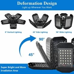 Coupon 🔔 2 Pack LED Garage Lights, 120W Deformable LED Garage Ceiling Lights With 5 Adjustable Panels,12000LM LED Shop Lights For Garage Workshop Basement Support E26/E27 Screw Socket (2 Pack) ❤️