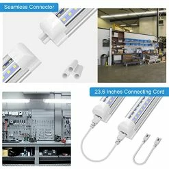 Discount 🛒 8FT LED Shop Light Fixture, 72W 9360LM 6000K Cool White,High Output Linkable Tube Light, Double Sided V Shape T8 8 Foot LED Shop Lights For Garage, Warehouse, 4 Pack 🧨 -Lighting & Ceiling Fans Shop 51lV7W3g20L