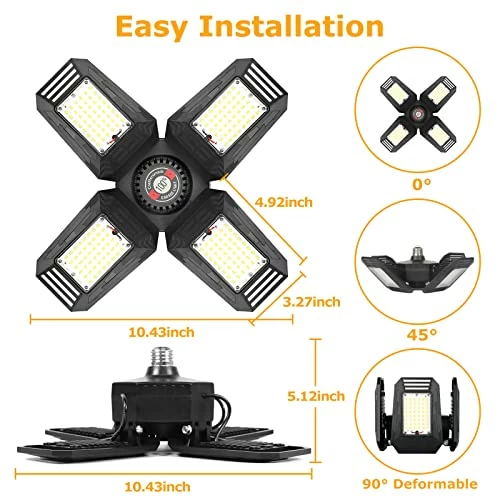 Coupon π₯° 2 - Pack LED Garage Lights 120W - 6500K Garage Lights Ceiling LED, 12000LM Deformable LED Garage Lighting Fixture, Shop Lights For Garage, Basement, Barn, High Bay Ligh π€© 7 Coupon π₯° 2 - Pack LED Garage Lights 120W - 6500K Garage Lights Ceiling LED, 12000LM Deformable LED Garage Lighting Fixture, Shop Lights For Garage, Basement, Barn, High Bay Ligh π€© - Image 5