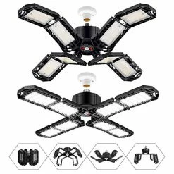 Cheapest 👍 2 Pack LED Garage Light,Super Bright Screw In E26/E27 Ceiling Shop Work Lamp, 150W 15000 Lumen Deformable Basement Bulb Fixture With 8 Adjustable Panels, Commercial Bay Lighting For Workshop, Attic ✨