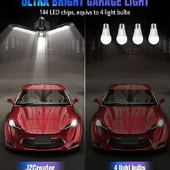 Deals 🎁 LED Garage Lights 60W, Deformable Shop Lights For Garage 8000LM E26, LED Garage Ceiling Lights With 3 Adjustable Panels Basement, Attic, Warehouse, Barn (Black, 1 Pack) 🥰 -Lighting & Ceiling Fans Shop 51nKj0WMwUL