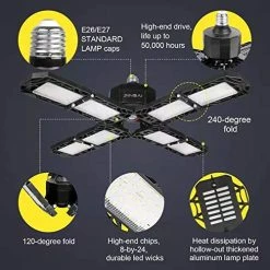 Cheapest 👍 2 Pack LED Garage Light,Super Bright Screw In E26/E27 Ceiling Shop Work Lamp, 150W 15000 Lumen Deformable Basement Bulb Fixture With 8 Adjustable Panels, Commercial Bay Lighting For Workshop, Attic ✨ 15 Cheapest 👍 2 Pack LED Garage Light,Super Bright Screw In E26/E27 Ceiling Shop Work Lamp, 150W 15000 Lumen Deformable Basement Bulb Fixture With 8 Adjustable Panels, Commercial Bay Lighting For Workshop, Attic ✨ -Lighting & Ceiling Fans Shop 51osttC0egL