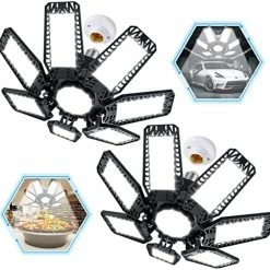 Best deal ⌛ 2 Pack LED Garage Light,200W Garage Light 20000lm Deformable Garage Lights Ceiling Shop Light With 7+1 Adjustable Panel,6500K Daylight Folding Screw In Garage Lighting Bulb E26/E27 For Workshop Garage ⭐ -Lighting & Ceiling Fans Shop 51p0P0ed UL. AC