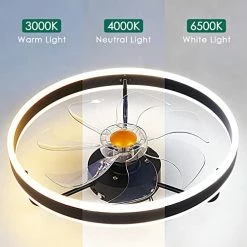 Wholesale 😀 Ceiling Fans With Lights - Modern Flush Mount Low Profile Indoor Ceiling Fans With Remote Control, 20" Enclosed Bladeless Ceiling Lighting Fixture, Blac ⭐ -Lighting & Ceiling Fans Shop 51r5bUB28KL