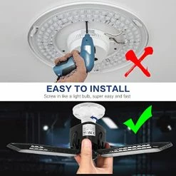 Hot Sale ⭐ Garage Light - LED Garage Light 2 Pack - 8000LM Glare-Free 360° Illuminator Garage Light - 60W 6500K Deformable Garage LED Light - E26/E27 Garage Light For Basements, Barn, Farmhouse And Attics 🔔 -Lighting & Ceiling Fans Shop 51skX4oOJ2L