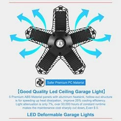 Outlet 🤩 2 Pack LED Garage Lights, 12000LM Ultra Bright 120W LED Deformable Garage Ceiling Lights, With E26 Screw Socket, 5 Adjustable Panels 6500K Shop Light, Barn Light, Bay Light, Workshop Light 🔥 -Lighting & Ceiling Fans Shop 51sv0GqKifL