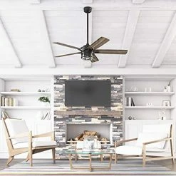 Outlet 🔥 Bonterra - 52-in Indoor Fan With Remote Control- LED Ceiling Fan With Light - Contemporary Room Fan With Dual Finish Blades - Model 50690-01 (Matte Black) 💯 -Lighting & Ceiling Fans Shop 51uwvzyOGzL