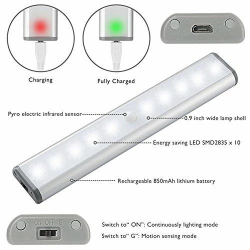 Brand new ⌛ Stick-on Anywhere Portable Little Light Wireless LED Under Cabinet Lights 10-LED Motion Sensor Activated Night Light Build In Rechargeable Battery Magnetic Tap Lights For Closet, Cabinet 🎉 5 Brand new ⌛ Stick-on Anywhere Portable Little Light Wireless LED Under Cabinet Lights 10-LED Motion Sensor Activated Night Light Build In Rechargeable Battery Magnetic Tap Lights For Closet, Cabinet 🎉 - Image 3