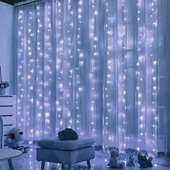 Flash Sale 👍 Window Curtain String Lights, 300 LED 8 Lighting Modes Fairy Copper Light With Remote, USB Powered Waterproof For ❄ Christmas Bedroom Party Wedding Home Garden Wall Decorations, Cool White ❤️ -Lighting & Ceiling Fans Shop 51vOLF0OjLL