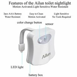 Outlet 🔔 Toilet Night Light 2Pack By Ailun Motion Sensor Activated LED Light 8 Colors Changing Toilet Bowl Illuminate Nightlight For Bathroom Battery Not Included Perfect With Water Faucet Light 💯 -Lighting & Ceiling Fans Shop 51vm8AfhgsL