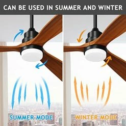 Hot Sale 😀 Ceiling Fans With Lights Remote Control,52-inch Indoor Outdoor Wood Ceiling Fan With 3 Blade Noiseless Motor Solid Walnut And Matte Black Big Wood Blades Black Body ⭐ -Lighting & Ceiling Fans Shop 51x84PRd7ML