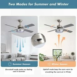 Discount ✔️ Warmiplanet 52 Inch Ceiling Fan With Lights Remote Control For Bedroom,Living Room, Office, Basement, Kitchen, Dining Room, Brushed Nickel (4-Blades) 🔥 -Lighting & Ceiling Fans Shop 51xbRfCqijL