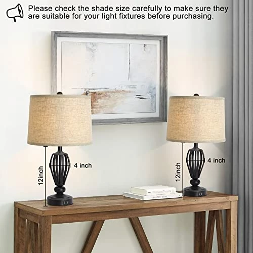 Cheap ๐ Lampshades Set Of 2, Drum Lampshades 11.6" Top X 12.6" Bottom X 9.8" High, Seaside Village Medium Lampshades (Spider Fitter), Beige Lampshades Natural Linen Hand Craft โ๏ธ 5 Cheap ๐ Lampshades Set Of 2, Drum Lampshades 11.6" Top X 12.6" Bottom X 9.8" High, Seaside Village Medium Lampshades (Spider Fitter), Beige Lampshades Natural Linen Hand Craft โ๏ธ - Image 3