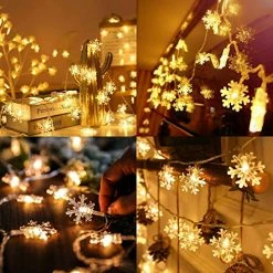 Wholesale ❤️ Christmas Lights, 20 Ft 40 LED Snowflake String Lights Battery Operated Fairy Lights For Bedroom Room Party Home Xmas Decor Indoor Outdoor Tree Decorations Warm White Snowflake-multi 👏 -Lighting & Ceiling Fans Shop 51zxlkHLlEL