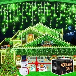 Coupon ⭐ Christmas Decorations Lights Outdoor, 400 LED 32.8 FT 8 Modes 75 Drops Fairy String Curtain Lights For 🎄 Christmas Decor Eaves Window Party Yard Garden Indoor (Blue) 💯 -Lighting & Ceiling Fans Shop 610k22W5QbL. AC