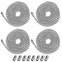 Cheapest ❤️ Beaded Pull Chain Extension,Each Chain Length 39 Inch (1 Meter) With Two Additional Matching Connectors,3.2 Mm Diameter Beaded,Silvery,4 Pack 🤩