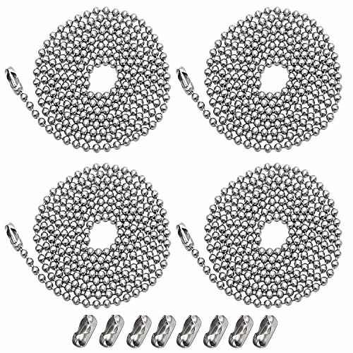 Cheapest ❤️ Beaded Pull Chain Extension,Each Chain Length 39 Inch (1 Meter) With Two Additional Matching Connectors,3.2 Mm Diameter Beaded,Silvery,4 Pack 🤩 3 Cheapest ❤️ Beaded Pull Chain Extension,Each Chain Length 39 Inch (1 Meter) With Two Additional Matching Connectors,3.2 Mm Diameter Beaded,Silvery,4 Pack 🤩