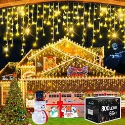 Coupon ⭐ Christmas Decorations Lights Outdoor, 400 LED 32.8 FT 8 Modes 75 Drops Fairy String Curtain Lights For 🎄 Christmas Decor Eaves Window Party Yard Garden Indoor (Blue) 💯 -Lighting & Ceiling Fans Shop 61CtMYOJmBL. AC