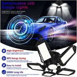 Brand new 🌟 LED Garage Light Bulbs, 10000LM Super Bright Garage Lighting LED Shop Light With Adjustable Panels, E26/E27 Screw Socket Deformable Led Garage Ceiling Light Fixture For Warehouse, Corridor, Stadium 👍 -Lighting & Ceiling Fans Shop 61MAcPyPXfL