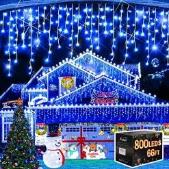 Coupon ⭐ Christmas Decorations Lights Outdoor, 400 LED 32.8 FT 8 Modes 75 Drops Fairy String Curtain Lights For 🎄 Christmas Decor Eaves Window Party Yard Garden Indoor (Blue) 💯 -Lighting & Ceiling Fans Shop 61S9ObTWqYL. AC