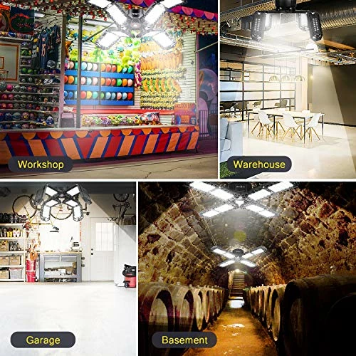 Cheapest 👍 2 Pack LED Garage Light,Super Bright Screw In E26/E27 Ceiling Shop Work Lamp, 150W 15000 Lumen Deformable Basement Bulb Fixture With 8 Adjustable Panels, Commercial Bay Lighting For Workshop, Attic ✨ 5 Cheapest 👍 2 Pack LED Garage Light,Super Bright Screw In E26/E27 Ceiling Shop Work Lamp, 150W 15000 Lumen Deformable Basement Bulb Fixture With 8 Adjustable Panels, Commercial Bay Lighting For Workshop, Attic ✨ - Image 3
