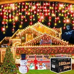 Coupon ⭐ Christmas Decorations Lights Outdoor, 400 LED 32.8 FT 8 Modes 75 Drops Fairy String Curtain Lights For 🎄 Christmas Decor Eaves Window Party Yard Garden Indoor (Blue) 💯 -Lighting & Ceiling Fans Shop 61WnsfLUUdL. AC