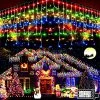 Best reviews of 😉 Christmas Lights Outdoor Decorations 400 LED 33ft 8 Modes Curtain Fairy String Light With 75 Drops, Clear Wire LED String Light Indoor Decor For Wedding Party Holiday ❄ Christmas Decorations Multicolor ✨