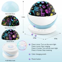Cheapest 🔥 Night Light For Kids, Rauxe Kids Night Light, Space & Animal World Star Projector 360° Rotation - 4 LED Bulbs 17 Light Color Changing With USB Cable, 6H Auto-off, Wonderful Gift For Men 👩 Women Children Blue 👍 -Lighting & Ceiling Fans Shop 61Z7St9QNoL