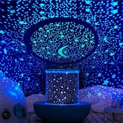 New 👍 Remote Control And Timer Design Seabed Starry Sky Rotating LED Star Projector For Bedroom, Night Light For Kids, Night Color Moon Lamp For Children Baby Teens Adults(Blue) ⭐