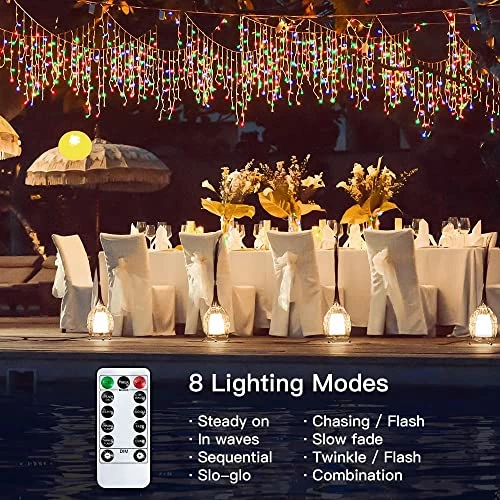 Cheapest β Icicle π Christmas Lights Outdoor-720LED 60FT Multicolored Fairy String Lights-8 Modes Connectable Timer IP44 Waterproof With Remote Plug In For House Roof Yard Patio Indoor π Christmas Decorations π― 4 Cheapest β Icicle π Christmas Lights Outdoor-720LED 60FT Multicolored Fairy String Lights-8 Modes Connectable Timer IP44 Waterproof With Remote Plug In For House Roof Yard Patio Indoor π Christmas Decorations π― - Image 2