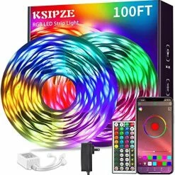 New 🔔 100ft Led Strip Lights (2 Rolls Of 50ft) RGB Music Sync Color Changing,Bluetooth Led Lights With Smart App Control Remote,Led Lights For Bedroom Room Lighting Flexible Home Decor 🔥 -Lighting & Ceiling Fans Shop 61rAu6DybWL. AC