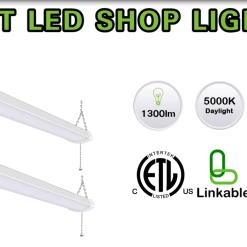 Wholesale 👏 Hykolity 4FT 120W LED Shop Light Linkable, 13000lm(400w Equivalent), 5000K Utility Shop Lights For Garages, Workshops, Basements, Hanging Or FlushMount, With Power Cord And Pull Chain, ETL, 2 Pack White 🎉 -Lighting & Ceiling Fans Shop 81m4loahPPL
