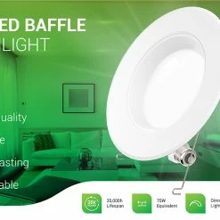 Promo 🧨 5/6 Inch LED Can Lights Retrofit Recessed Lighting, Baffle Trim, Dimmable, 3000K Warm White, 13W=75W, 965 LM, Damp Rated, Replacement Conversion Kit – UL Energy Star Listed 4 Pack ⌛ -Lighting & Ceiling Fans Shop 81ugKXY1v3L