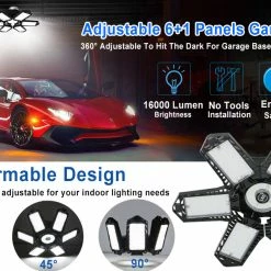 Best reviews of 🔥 LED Garage Light 2 Pack, 160W Garage Light LED Shop Light, Bright 16000LM LED Garage Ceiling Lights 6+1 Panel, 6500K Garage Lighting LED Light Bulb Fixture, LED Lights For Garage Basement, Work Light 🤩 -Lighting & Ceiling Fans Shop 81vDRZhufdL