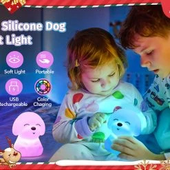 Budget 🧨 Night Light For Kids Cute 🐶 Dog Light, 16 Color Changing Kids Night Light Lamp, Rechargeable Silicone Baby Night Light,Kawaii Room Decor Animal Toddler Night Lights, 🎄 Christmas Gift For Kids Baby A-dog With Remot 👏 -Lighting & Ceiling Fans Shop 91nReuq3WKL