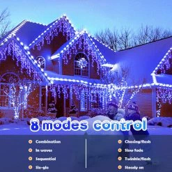 Coupon ⭐ Christmas Decorations Lights Outdoor, 400 LED 32.8 FT 8 Modes 75 Drops Fairy String Curtain Lights For 🎄 Christmas Decor Eaves Window Party Yard Garden Indoor (Blue) 💯 -Lighting & Ceiling Fans Shop 91uaAt8UMgL
